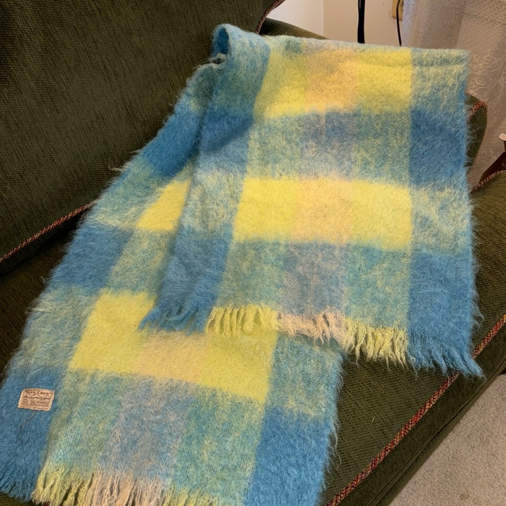 Vintage mohair plaid wrap